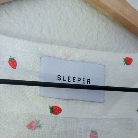 NWOT Sleeper Brigitte Belted Strawberry Printed 100% Linen Voile Mini Dress XL - Picture 12 of 14